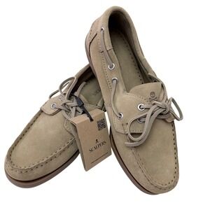 Scalpers Curiel Boat Shoes Beige Suede Leather Mens Size US 7 EU 40 57594 NIB